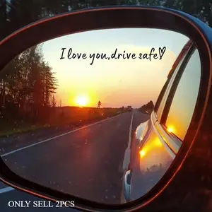 2PCS/SET Gentle Confession "I love you, drive safe" Safety Reminder Sticker For Cars Car Stickers - For car rearview mirrors, backpacks, notebooks. Full of gentle caring vibe, add warm safety logo. A favorite decor for warm safety style lovers!