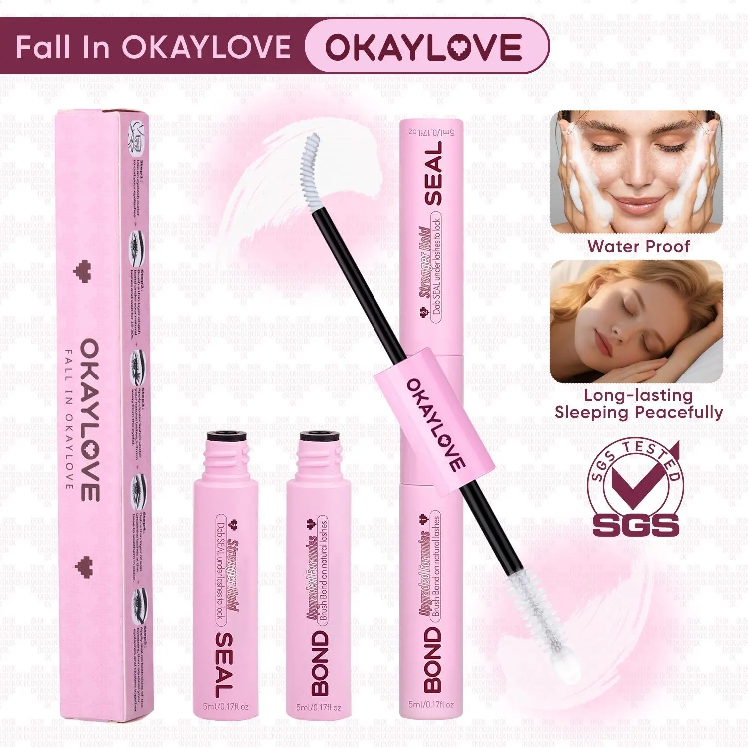 OKAYLOVE Lash Bond and Seal Kit - Cosmetic Lash Glue and Bond, Waterproof Seal, Lightweight Remover, Tweezer, Strong-Hold White Adhesive, Long-Lasting Beauty Products, Overnight-Use Gift for Girls #backtoschool #sohochic