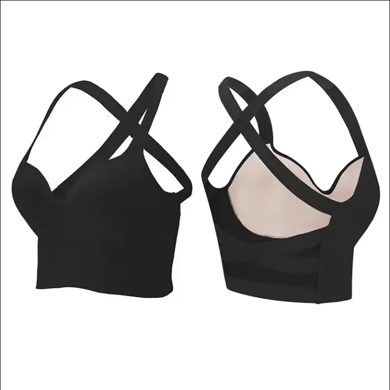 High-support wrap-around sports bra, wire-free, shock-absorbing clasp, quick-drying and breathable, suitable for sports and training.