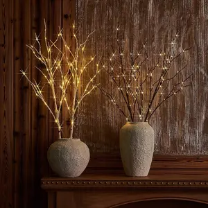 Birch Wood Branch Battery-Powered Artificial Tree Lights, Home Bedroom Fireplace Festival Decor, Includes No Batteries