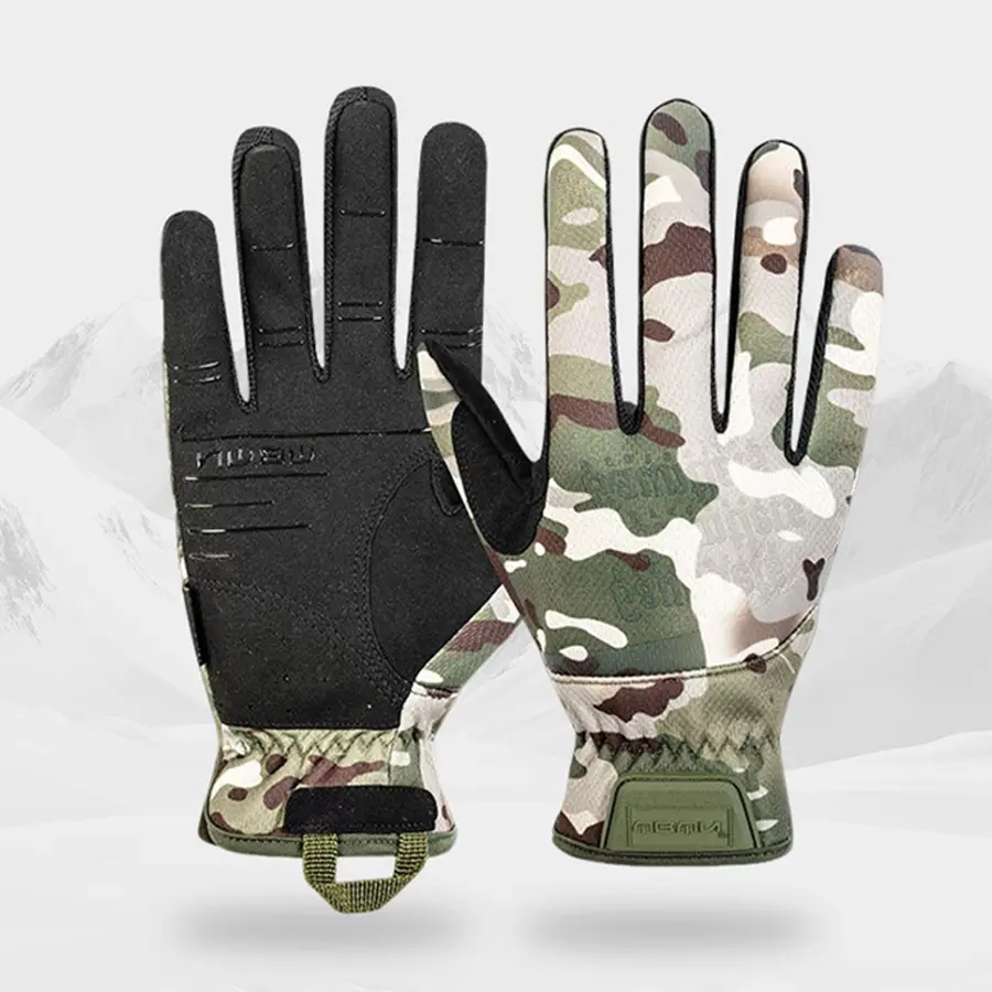 Fingerless Tactical Gloves, Camouflage Outdoor Gear with Black Secure-Grip Palm for Hiking and Protection, Tactical Accessories