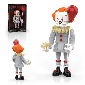 TENHORSES Pennywise Clown Building Set, Horror IT Movie Merchandise Figure Building Kit, Creative Halloween Collectible Birthday Gift for Kids Teens Adults,holiday building blocks(299Pcs)