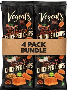 Vegeat’s Barbecue Chickpea Chips – Vegan Gluten Free Healthy Snack, Oven Baked High Fiber Chips (4 Pack)