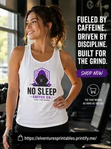 No Sleep Coffee Co. Logo Tank | Built in the Dark Powered by Caffeine Tank