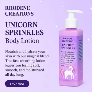 Rhodene Creations Unicorn Sprinkles Body Lotion Sweet Playful Aroma Premium Ingredients Long Lasting Hydration Soft Smooth Skin Care