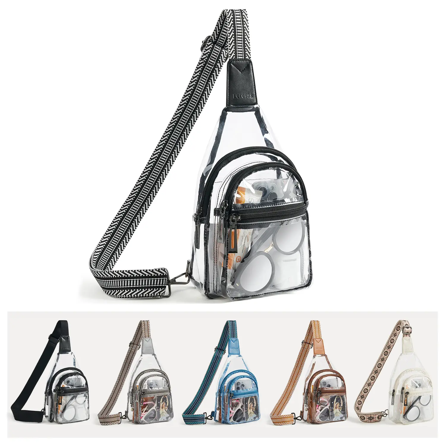 Leresas Clear Bag for Stadium Approved, Stadium Crossbody Bags for Women Men, Clear Everyday Purse Shoulder Bag for Travel Essentials Stadium Events Concerts Sports, Transparent Sling Bag, Gift for Her TikTokShopSummerSale Summerwins