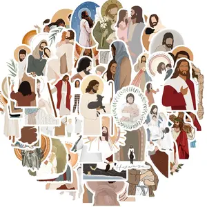 Jesus Sticker, 52pcs/set Aesthetic Christian Sticker, Religious Cross Faith Waterproof Vinyl Sticker for Phone, Water Bottle, Luggage, Laptop, Decor