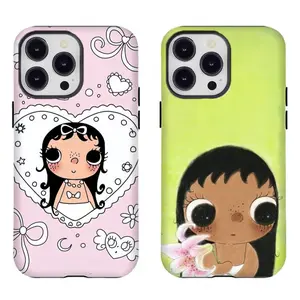 Dreamy yuyy INS Glittering Big Eyes Comic Girl Phone Case Compatible for iPhone 17 16 15 14 13 12 11 and for Samsung S21-25 Perfect Gift for Her