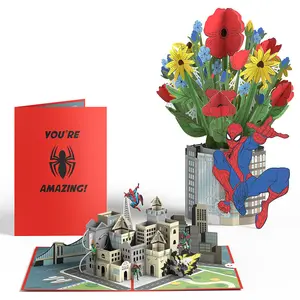 Marvel’s Spider-Man You’re Amazing Pop-Up Card and Flower Buds Bouquet Bundle