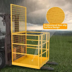 YINTATECH Forklift Safety Cage, 43"x45" Forklift Man Basket,1300lbs Capacity Forklift Work Platform, Forklift Aerial Platform 2-Man Collapsible Lift Basket for Lifting Loader