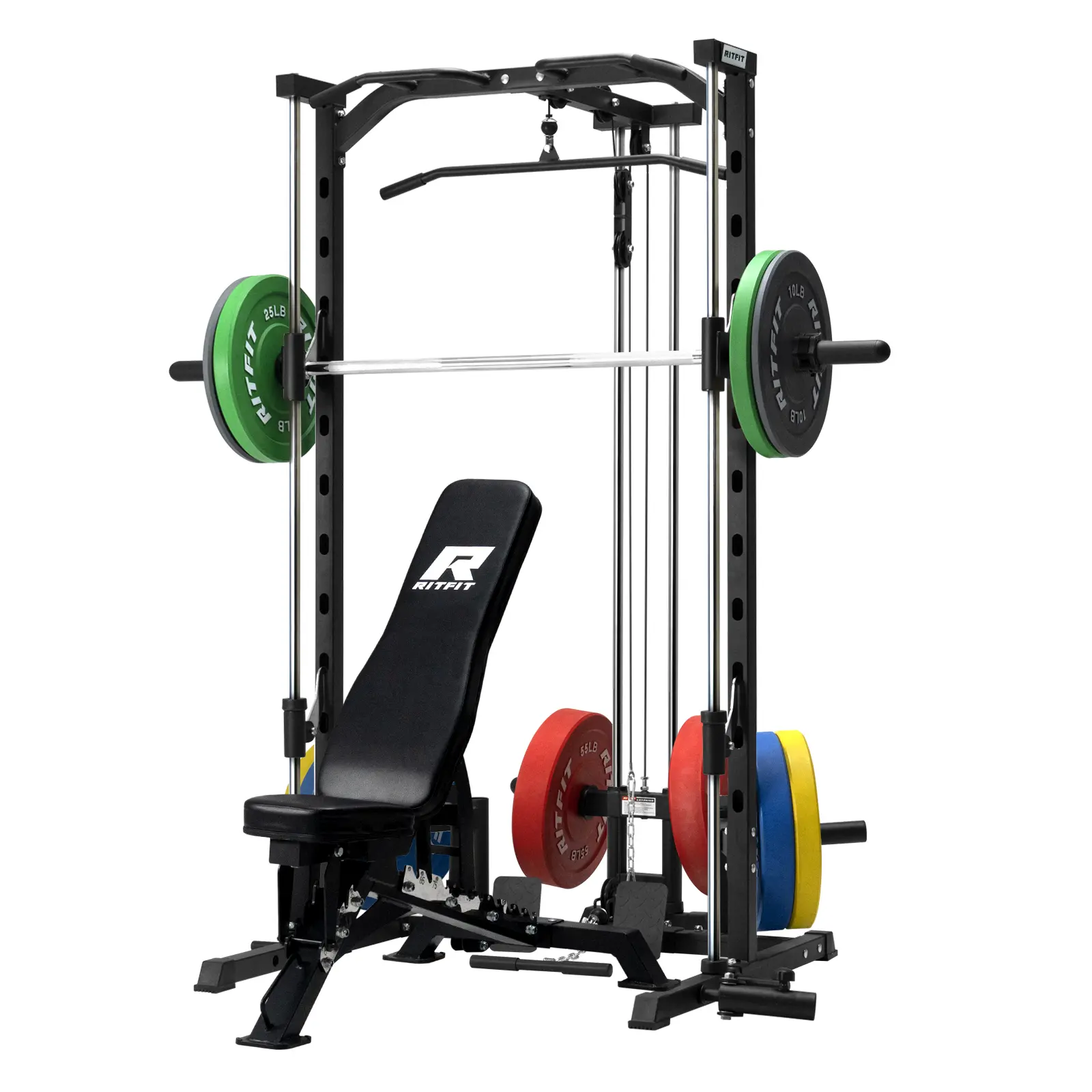 RITFIT PSR05 Smith Machine Kit Weight Lifting Package with 13 Accessories, Lat Pulldown System, Lat Pulldown Machine, At Home Gym Equipment for Home Workouts, Strength Training Gym Equipment, Home Exercise Machine