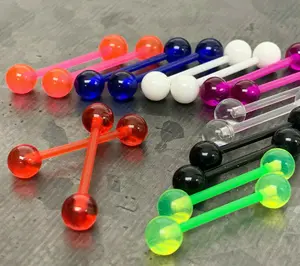 8 PAIR Bulk Pack UV Balls Nipple Barbell Rings Shield 14g Body Jewelry No Metal