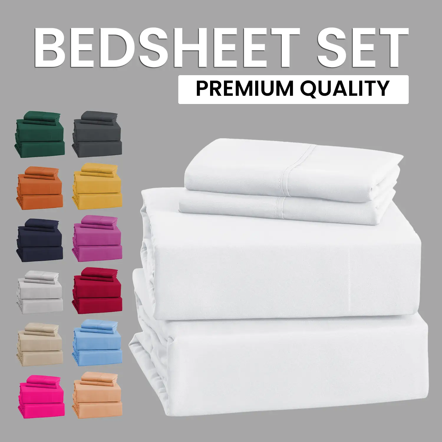 Imperial Homeware 4 pieces Sheet Set including Extra Deep Poket 16" Fitted Sheet Flat Sheet and Pillowcases Soft, Oeko Tex, Breathable, Hypoallergenic