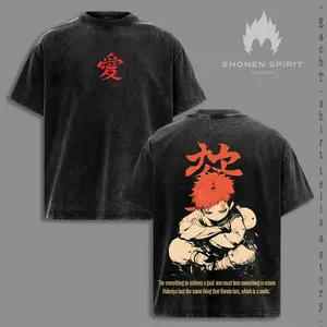Gaara Washed Apparel, Gaara Merch, Sand Village Kazekage Clothes, Vintage Washed Oversized Tee, Shukaku Graphic, Love Tattoo Symbol Fashion