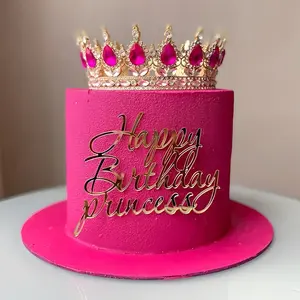 Acrylic Happy Birthday Queen Cake Topper Princess Theme for Girls Party Decor Baby Shower Mitzvah Celebration Cake Decoration