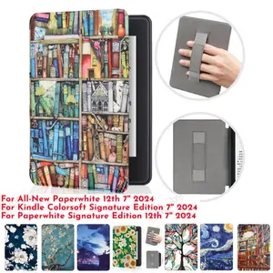 Case For Kindle Colorsoft 7'' Paperwhite 12th Generation Case 2024 Signature Edition 7 Inch HandStrap SA568B SA569P Sleep Cover