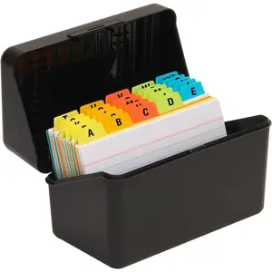 3x5 Index Card Holder with 100 Heavyweight Ruled Index Cards and 25 Plastic Dividers, Black