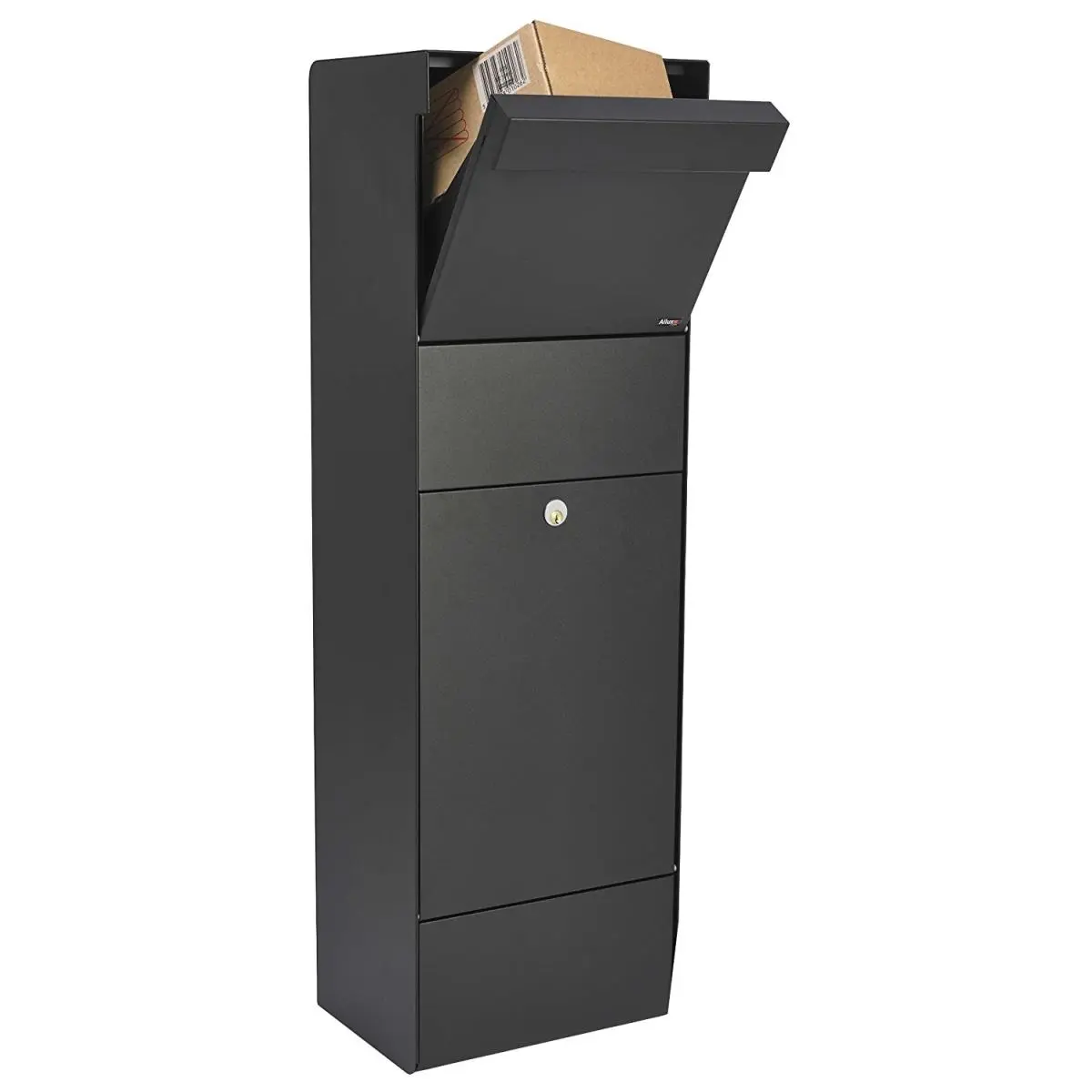 212 MAIN QualArc Allux Freestanding Galvanized Steel Locking Mail & Parcel Box, Black Organizer, Durable Mail Storage Solution