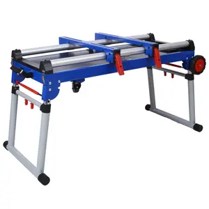 5-in-1 Portable Workbench, Quick Folding Work Table with Detachable Miter Saw Stand & Height Adjustable Legs Tool Mounts Creeper Telescoping Sturdy