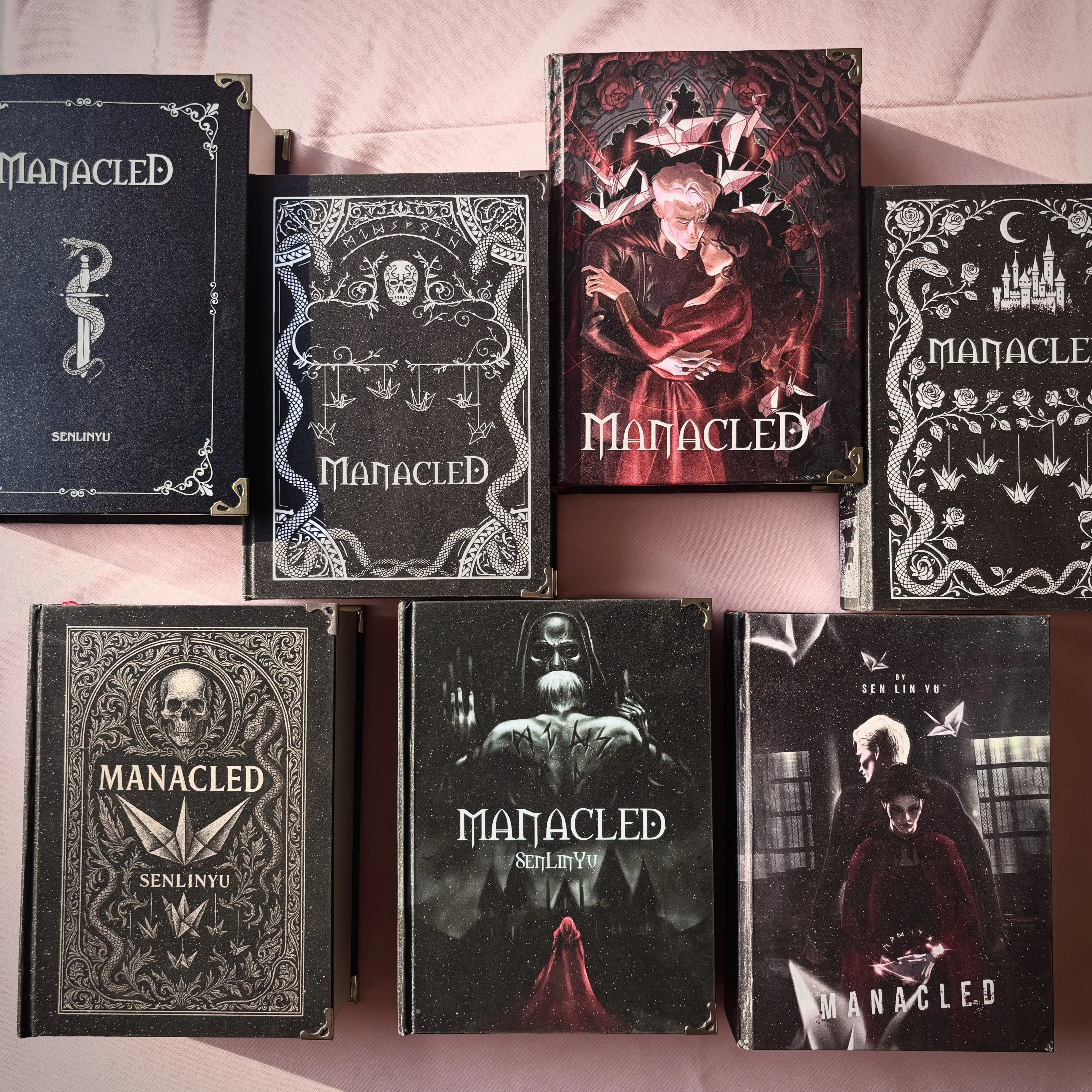Manacled by SenLinYu Hardcover Book Set, 7-Cover Special Edition Fanfiction Collector Book with Free Bookmark, Dramione Inspired Bookshelf Decor Gift