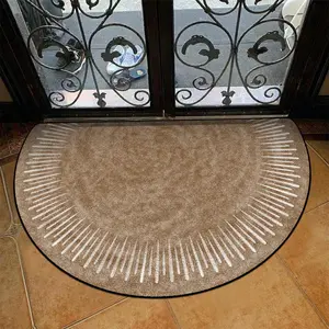 1 piece semicircular doormat, doormat, comfortable wear-resistant and durable doormat, vintage brown textured print pattern, home decoration carpet, welcome mat suitable for yard garage living room bedroom and entrance, ideal decorative indoor and outdoor