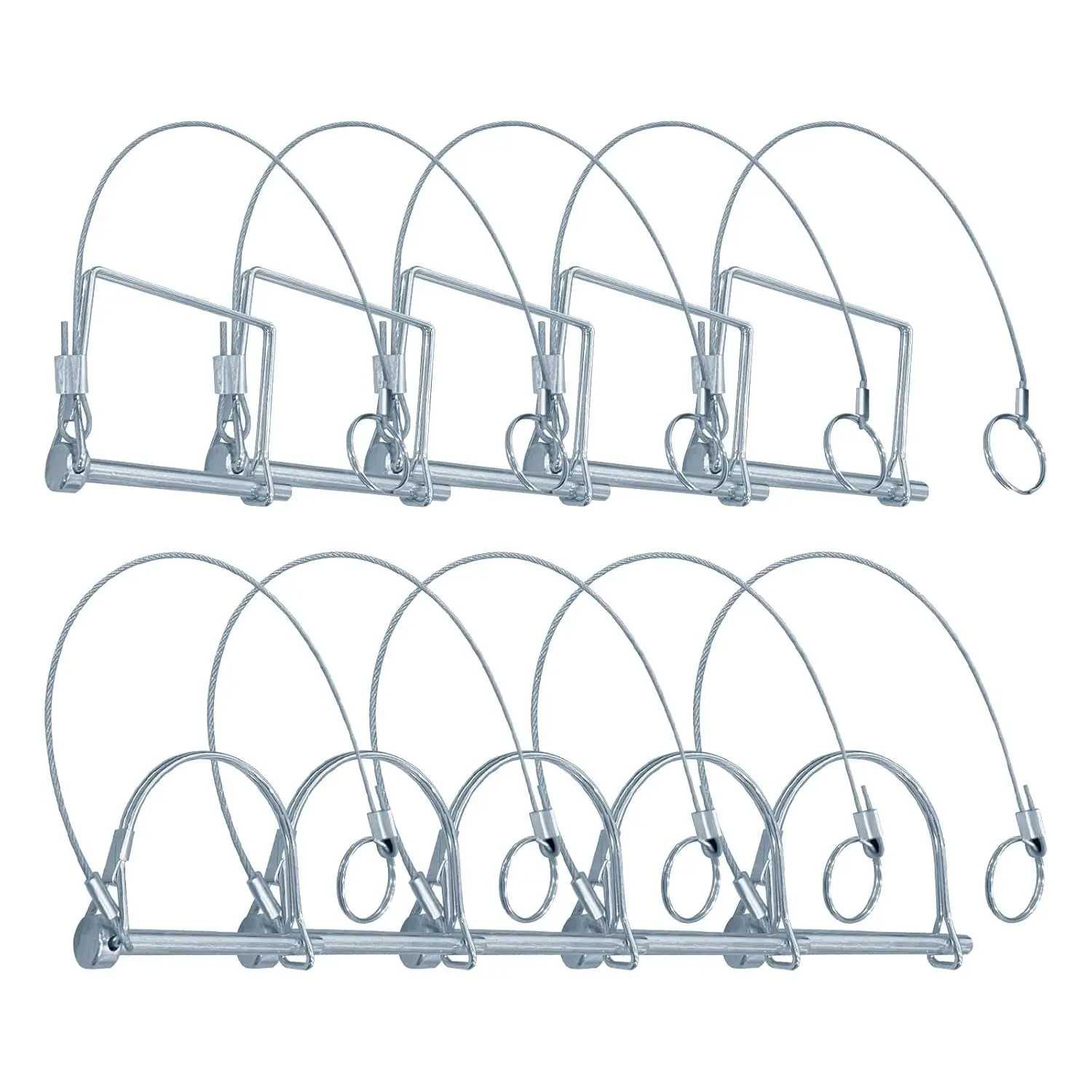 10 Pack Trailer Coupler Pin 1/4 Inch Diameter x 2-3/4-Inch Safety Coupler Pins with Extended Cord and Quick Release Ring, Wire Shaft Locking Pin for Farm  Wagons Towing