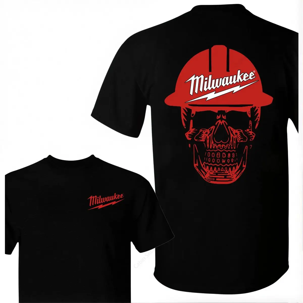 Unisex Boxy Fit Heavyweight Tee Milwaukee Bold Graphic Skull T-Shirt  Cotton Unisex Fit Streetwear Workwear Style Gift For Tool Garage Fans Classic Fit Streetwear Aesthetic Unisex T-shirts S-5XL