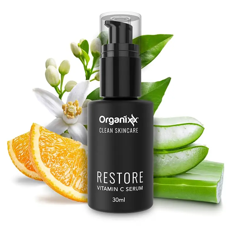 ORGANIXX Restore Vitamin C Serum - Daily Gentle Hydrator with Hyaluronic Acid, Organic Vitamin E, Peptides, Nourishing Aloe for Brighter, Smoother Skin (30ml) - Selfcare Skincare Serum
