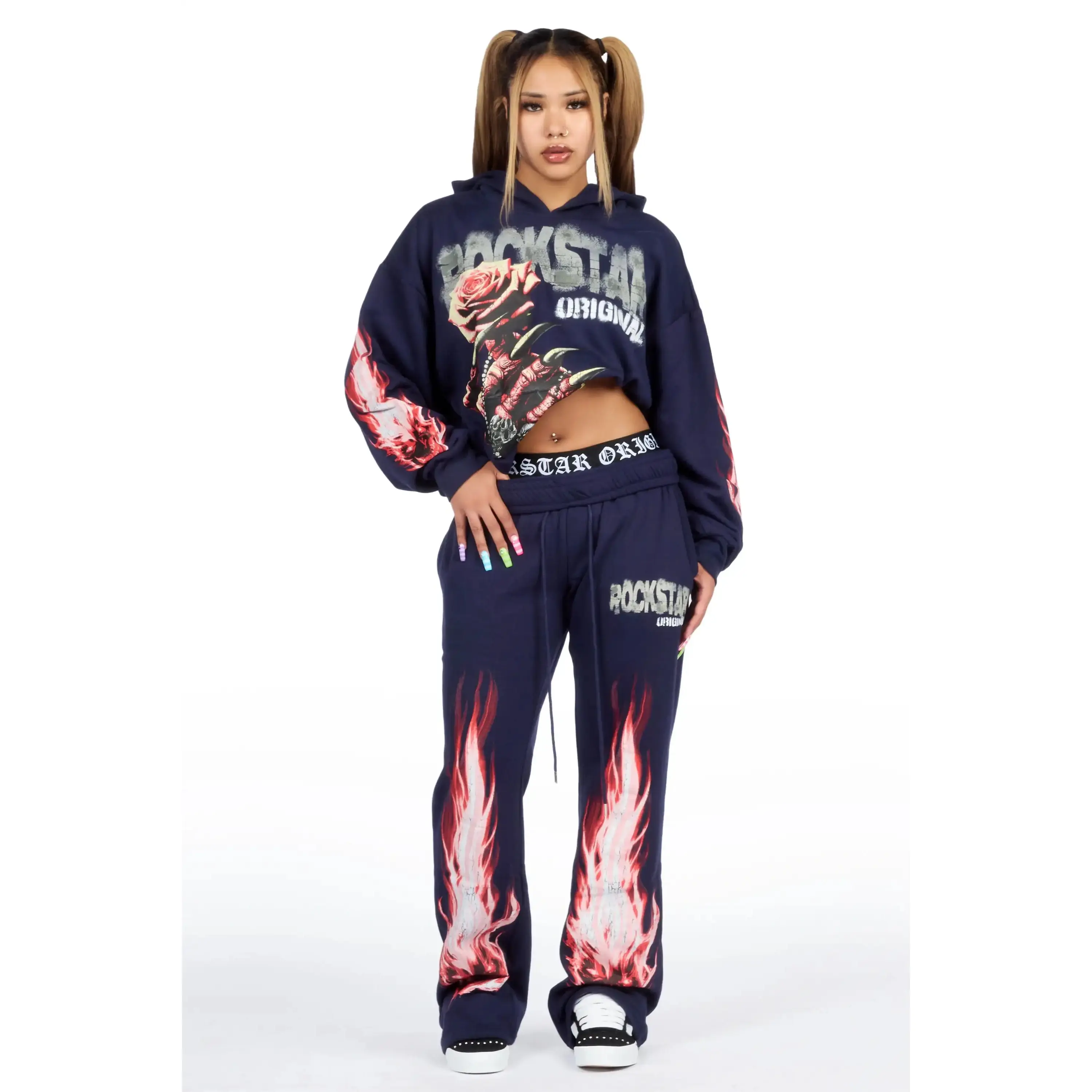 Kyntra Navy Graphic Baggy Fit Track Set