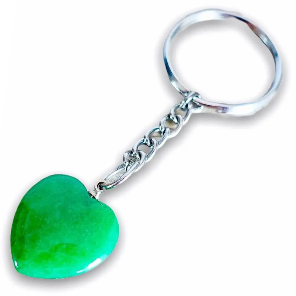 Green Jasper Stone Handmade Heart Keychain