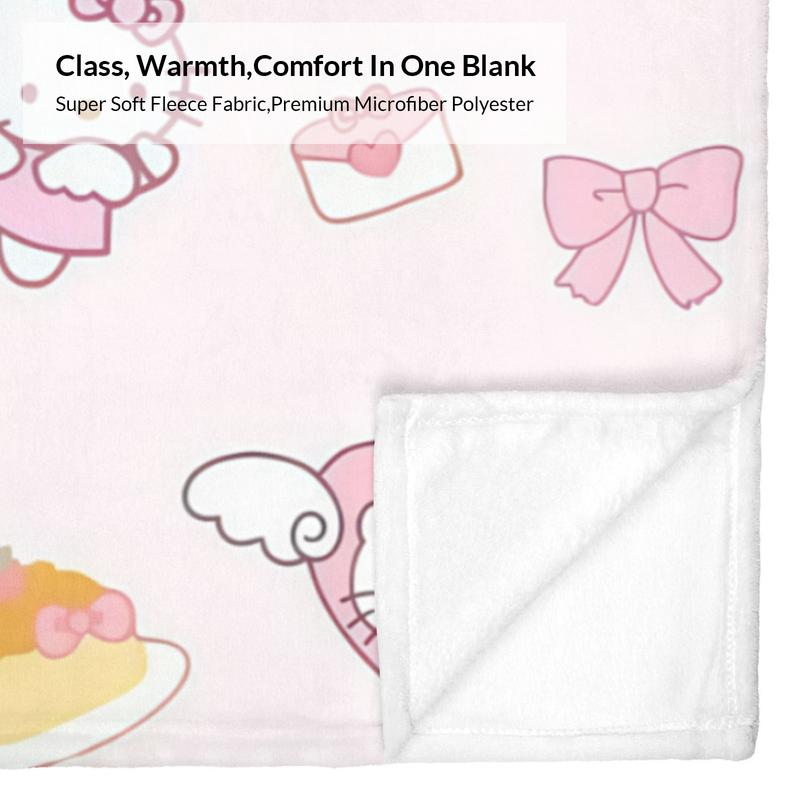 Sanrio Hello Kitty Pink Plush Blanket with Adorable Character Patterns and Sweet Designs for Cozy Comfort Ideal for Snuggling and Relaxing