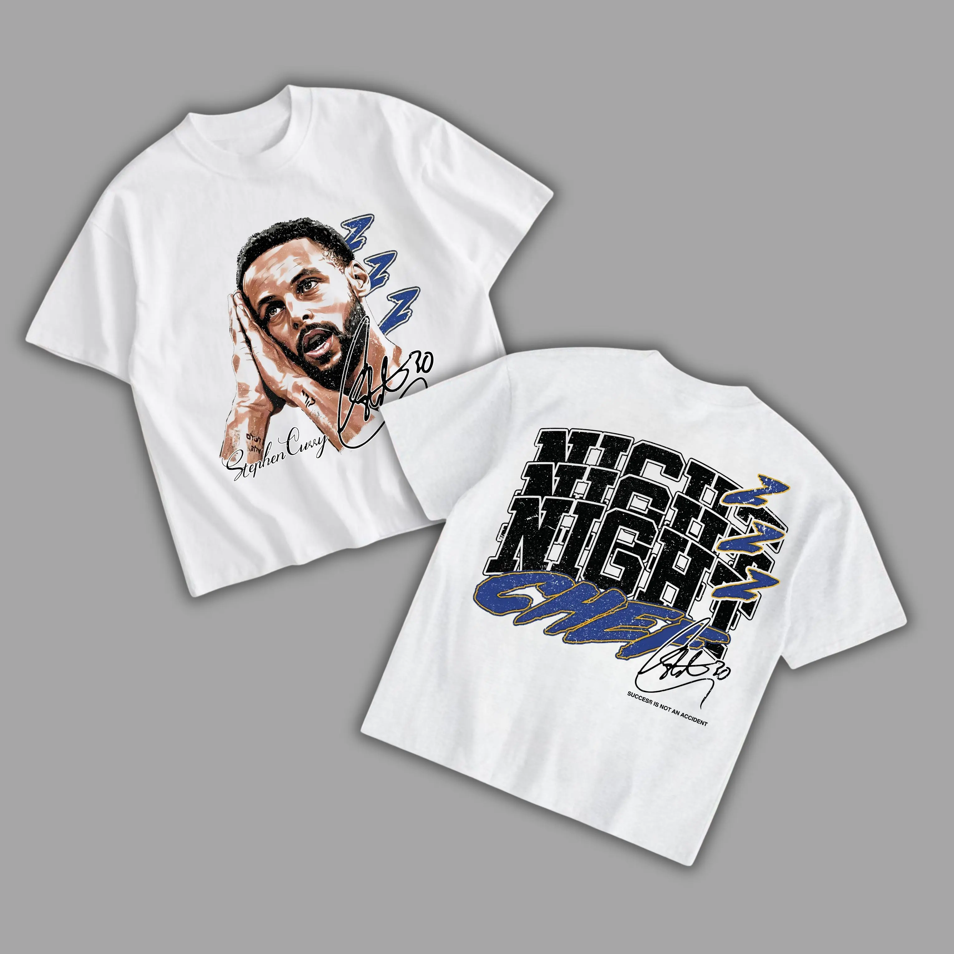 Stephen Curry Night Night Graphic T-Shirt, Vintage Basketball Legend Signature Tee, Double-Sided Sports Fan Shirt, Unisex Streetwear Apparel