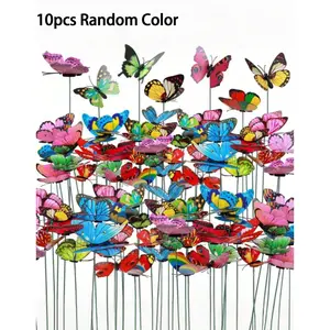 10-Piece Colorful Garden Butterfly Decorative Stakes, Waterproof Butterfly Garden Decoration, 3D Butterfly Party Decorations