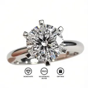 Say Forever 3 Carat 925 Sterling Silver Carbon Silica Ring Classic Engagement Wedding Jewelry Eternal Promise Gift queen ring