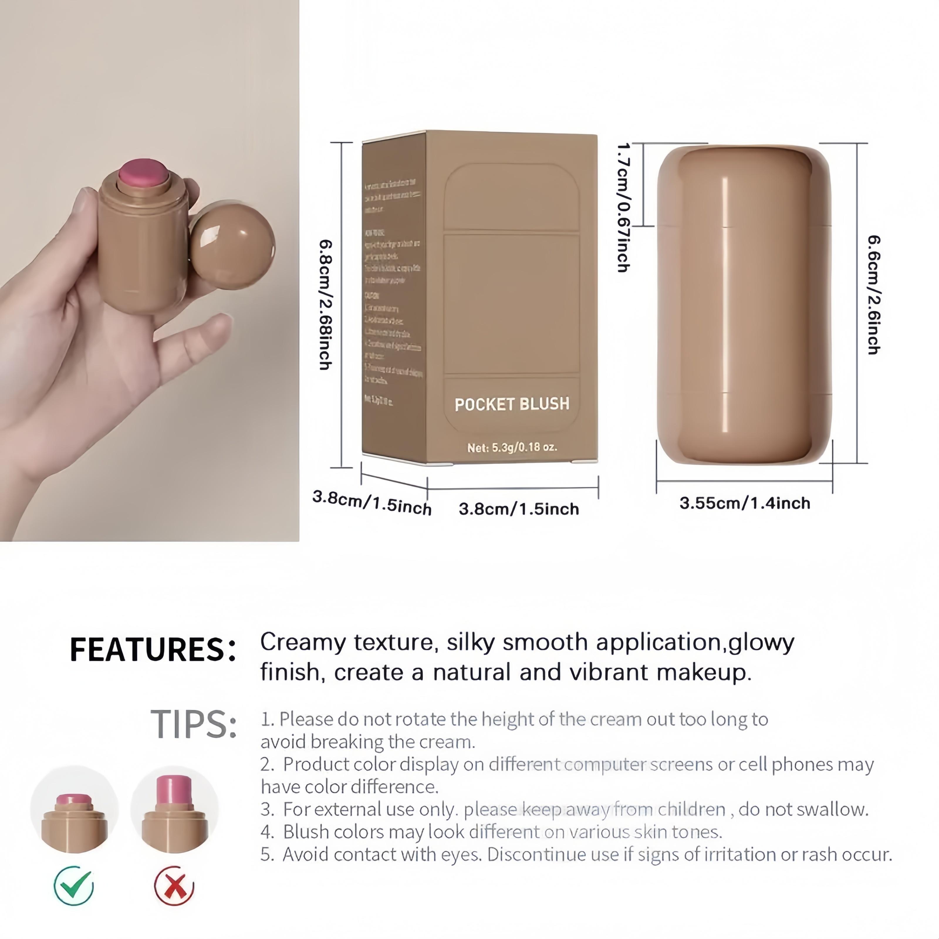 Cream Blush Stick 3-in-1 for Cheeks Lips Eyes, Long-Lasting & Blendable, Buildable Natural Look, Vegan Portable Makeup Stick(1pcs) Cream Blush Stick 3-in-1 for Cheeks Lips Eyes, Long-Lasting & Blendable, Buildable Natural Look, Vegan Portable Makeup Stick(1pcs)