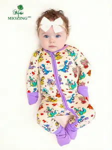 MIOZING Soft Bamboo Baby Romper, Zip-Up Convertible Footie with 2-Way Zipper, Baby  Girl Clothes,Long Sleeve,Breathable & Cozy,Perfect for Everyday Wear