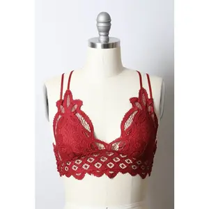 Padded Crochet Lace Longline Bralette