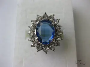 Big Blue CZ Tibetan Silver Ring - US Size 7.5 by JW Fashion Jewelry