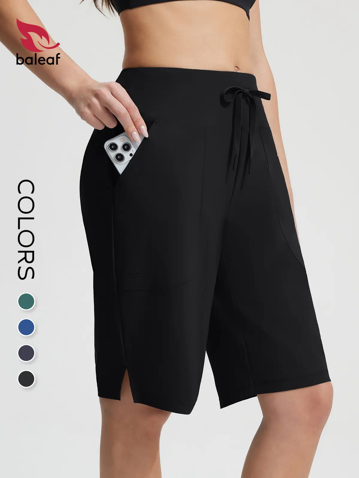 baleaf Women's High Waisted Bermuda Swim Shorts, UPF 50+ Quick Dry Pool & Outdoor Activewear with Tummy Control, Liner, and Pockets