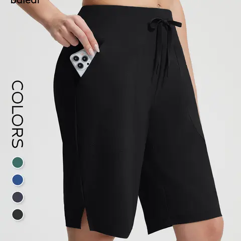 BALEAF Women's High Waisted Bermuda Swim Shorts UPF 50 Quick Dry Shorts with Built In Liner Pockets Tummy Control for Swimming Beach Pool Vacation Travel Water Sports Tankini Bottoms Casual City Wear