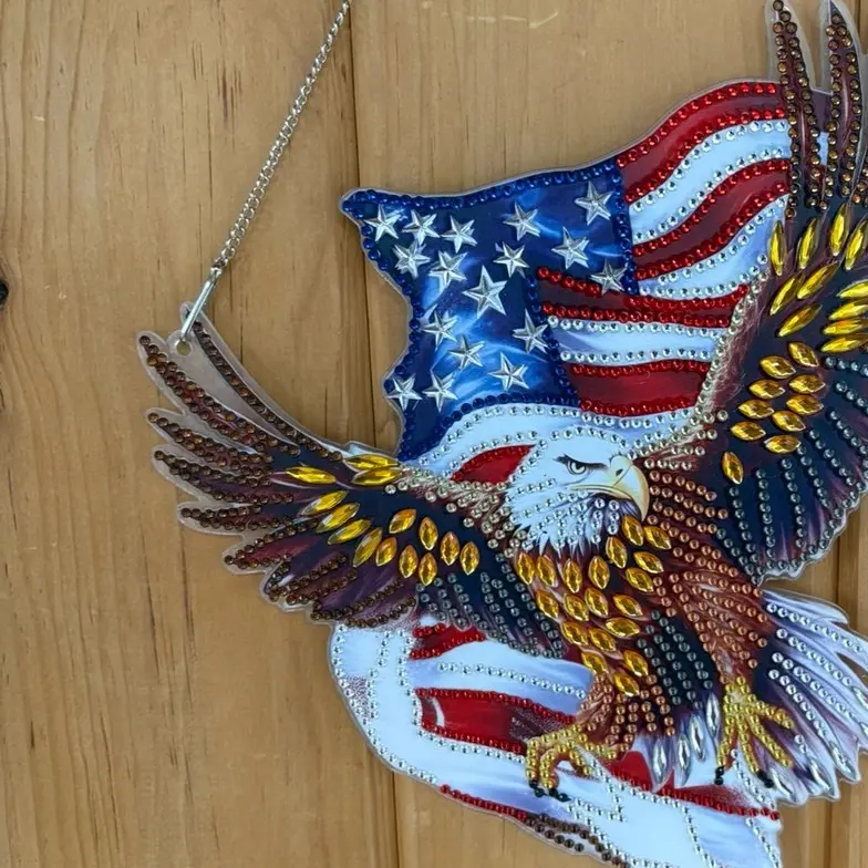 DIY Beading & Jewelry Making Hanging Decorative Kit - Diamond Eagle American Flag Wall Art Decoration with Chain, for Toys & Hobbies Enthusiasts