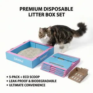 Never Scrub Again: 5-Pack All-In-One Disposable Cat Litter Boxes with 5 Scoops Included – Heavy-Duty, 100% Leak-Proof Life Hack for a Fresh & Odor-Free Home