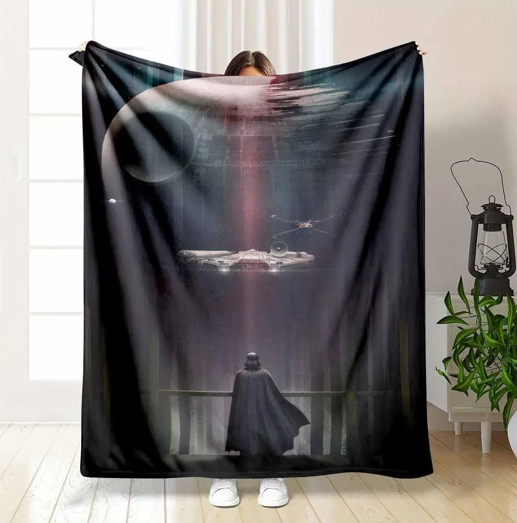 Galaxy Space Flannel Throw Blanket Futuristic Starship Plush Fleece Blanket Soft Cozy Sci-Fi Throw for Bed Couch Gaming Room Home Decor Gift