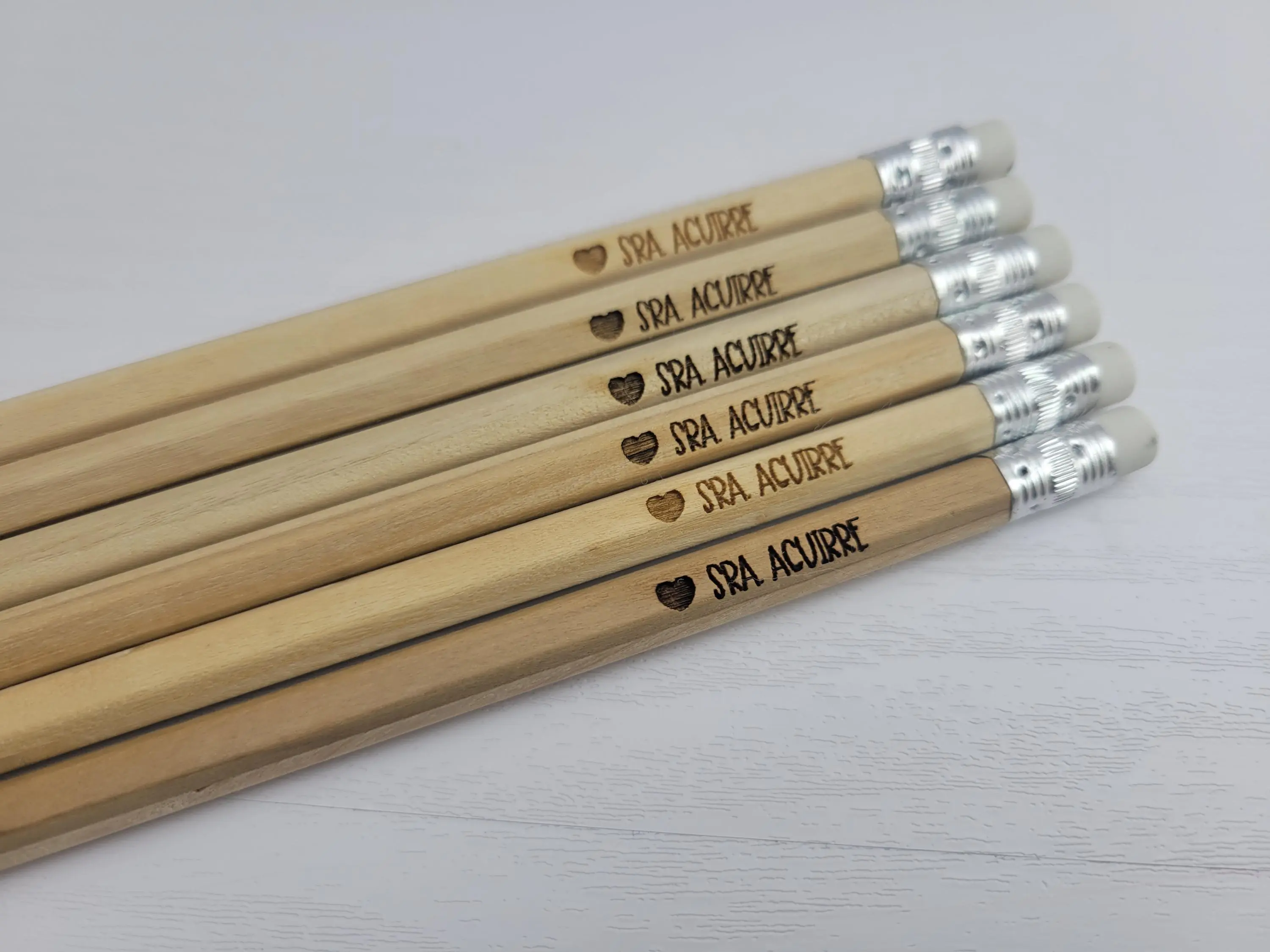 Custom Natural Wooden Personalized Pencils Laser Engraved Gifts