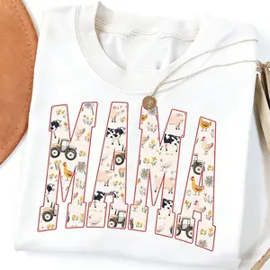 Mama Shirt, Farm Mama Tee, Country Mom Shirt, Cow Chicken Tractor Graphic Tee, Rustic Farm Life