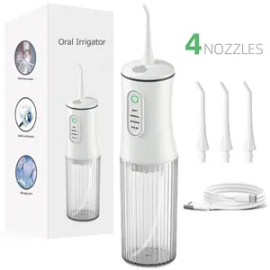 Portable Dental Cleaner USB Rechargeable Electric Flosser Oral Irrigator, 4 Gears 4 Nozzles, Home Oral Care, Fda Registered