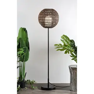 JONATHAN Y Bea Outdoor Woven Globe LED Floor Lamp; for Living Room, Bedroom, Kitchen, Office