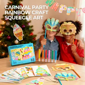 Jar Melo Rainbow Craft Squeegee Art for Kids: Creative Squeegee Painting Kits, Rainbow Scratch Paper Art Set, DIY Postcards Party Favors Novelty Gifts for Girls Boys Easter Gifts