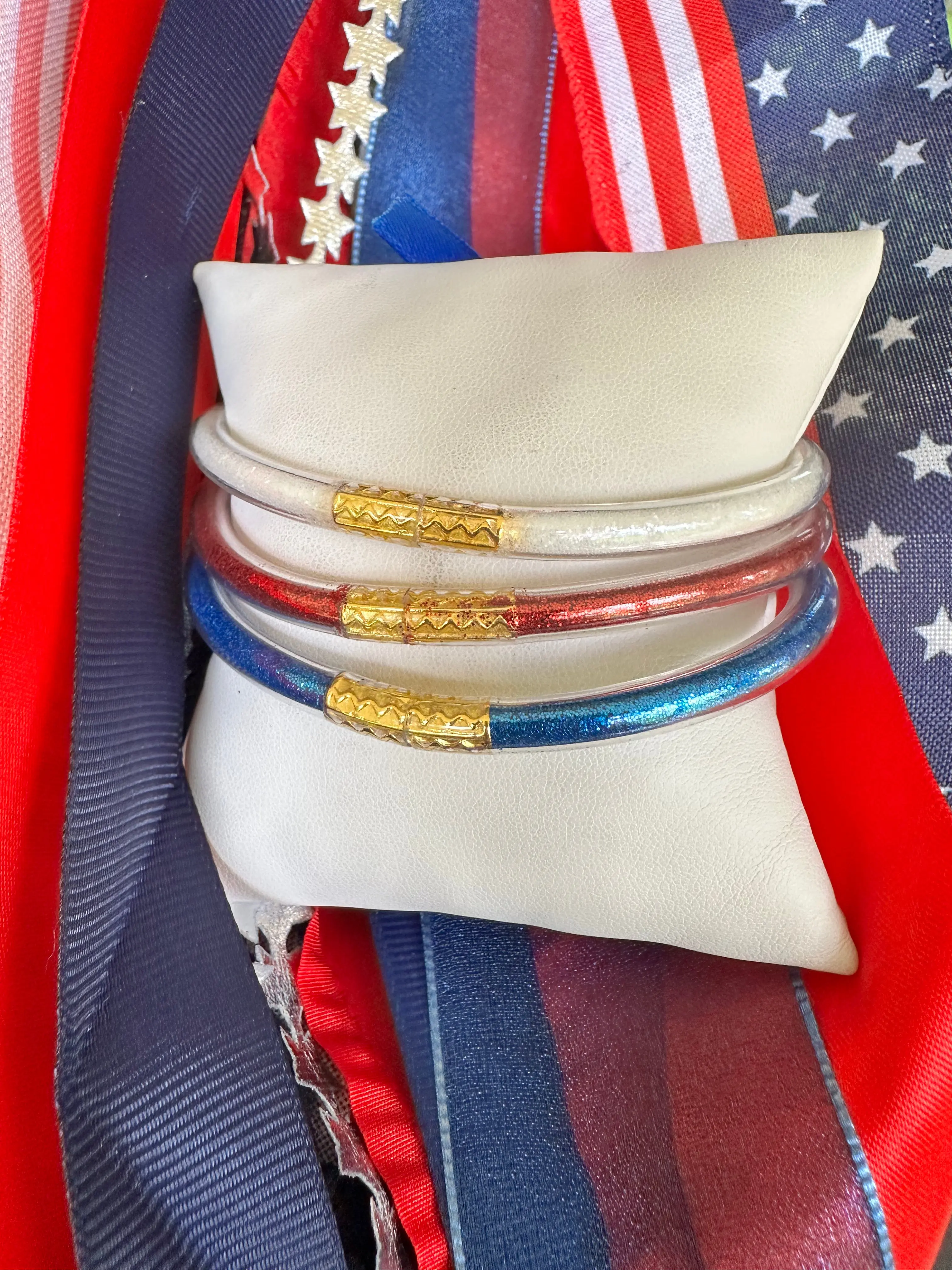 Patriotic Jelly Glitter Bracelet Stack