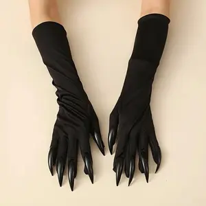 Halloween Long Nail Ghost Gloves, Cosplay Performance Props, Horror Cat Claw Gloves, Halloween Party Costume, Long Nail Gloves Sleeve